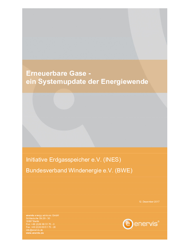 BWE und INES: "Erneuerbare Gase - Ein Systemupdate der Energiewende"