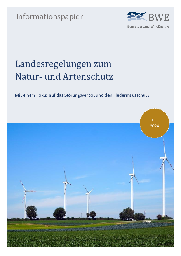 BWE-Informationspapier: Landesregelungen zum Natur- und Artenschutz (06/2024)