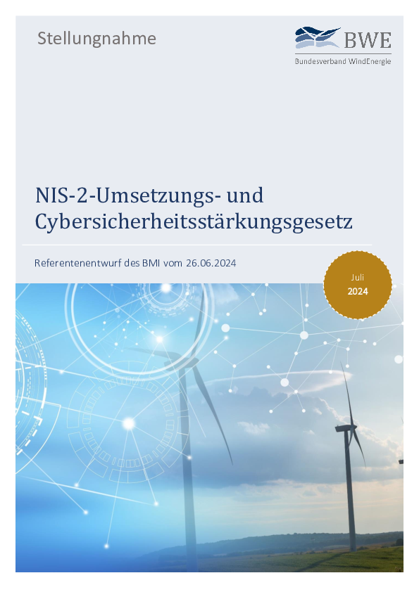 BWE-Stellungnahme: NIS-2-Umsetzungs- und Cybersicherheitsstärkungsgesetz