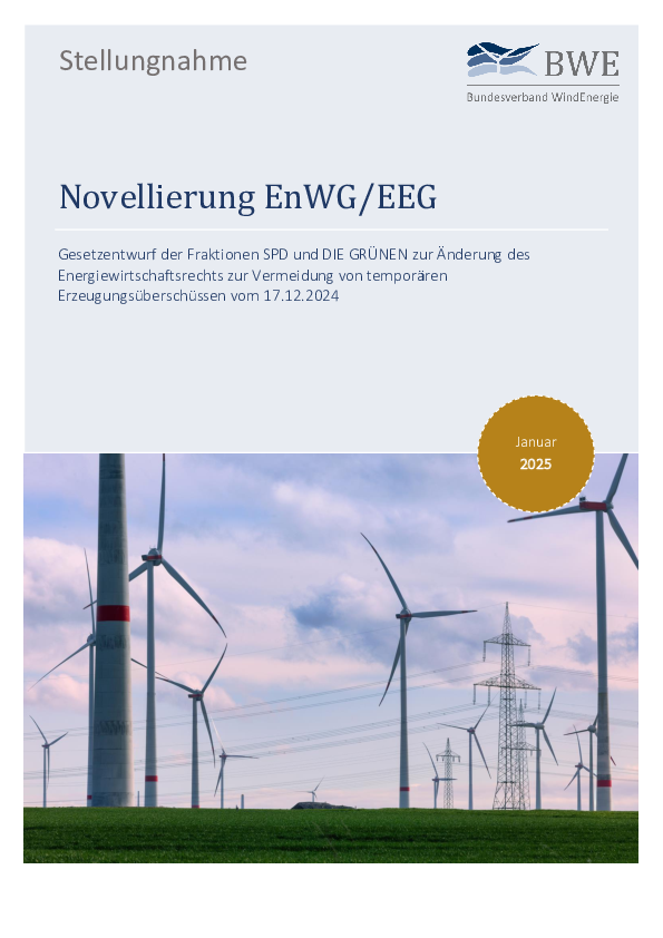 BWE-Stellungnahme: Novellierung EnWG/EEG (01/2025)